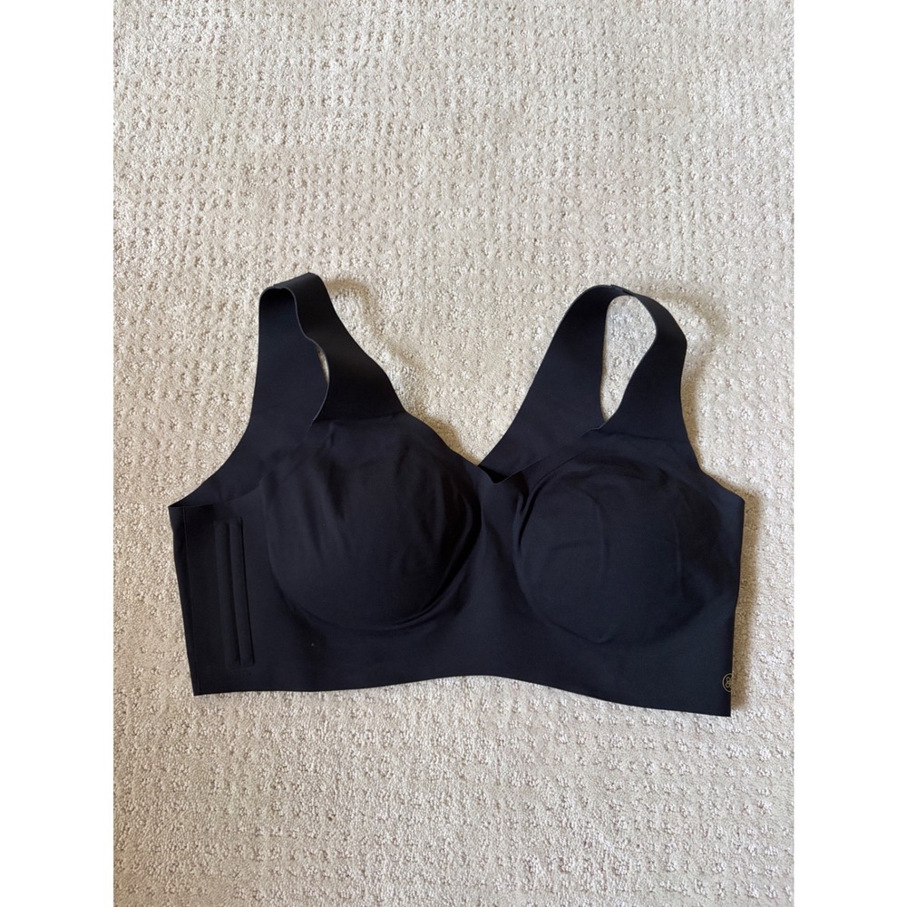 Honeylove Crossover Bra Womens 1X Black Wireless Minimalist Sporty